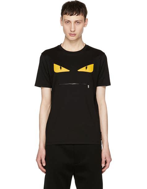 black fendi t shirt with zip|Fendi t shirt zip mouth.